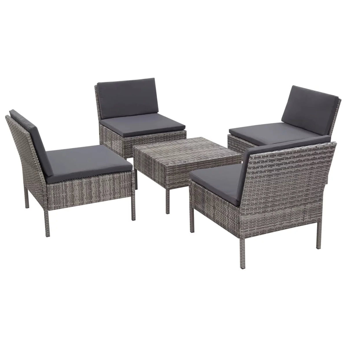 5 Piece Gray Poly Rattan Patio Sofa Set with Coffee Table T42599