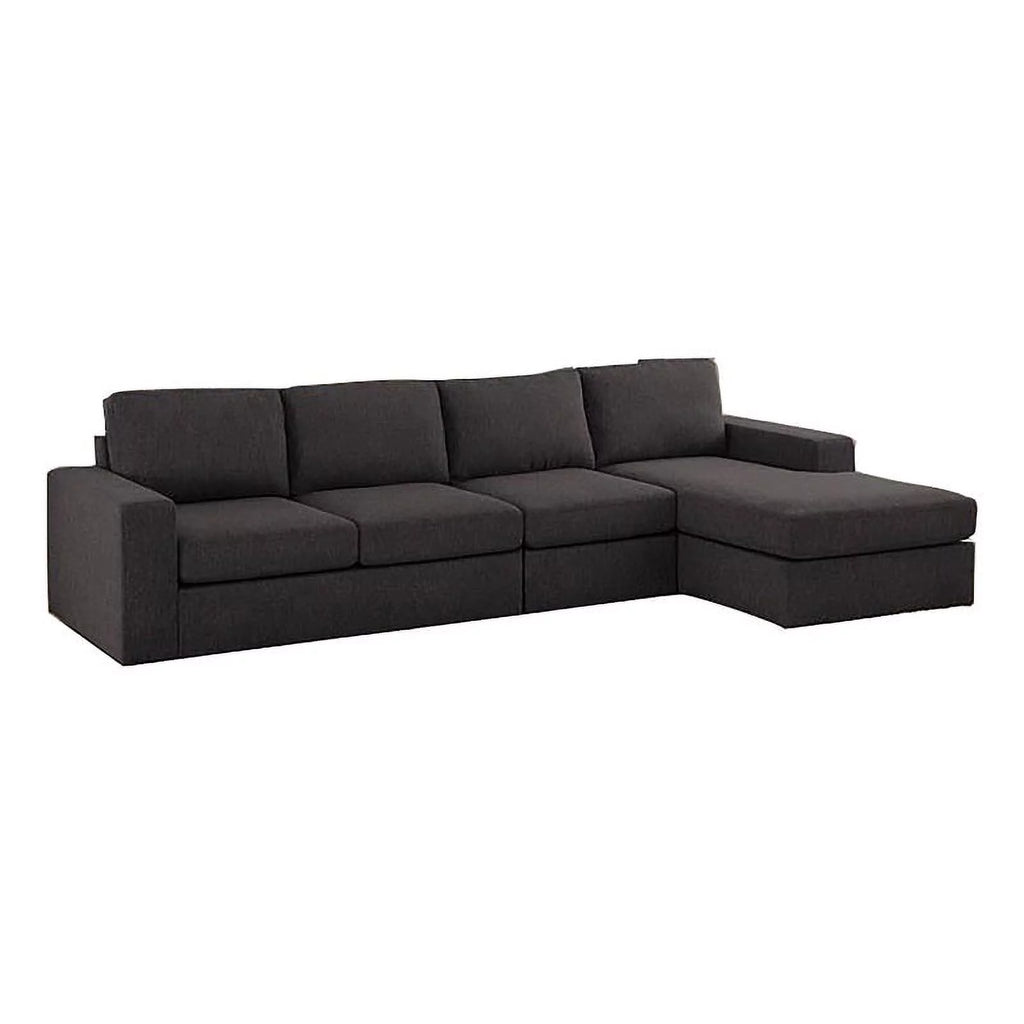 Gray Fabric 4-Seater Sectional Sofa with Reversible Chaise N37072