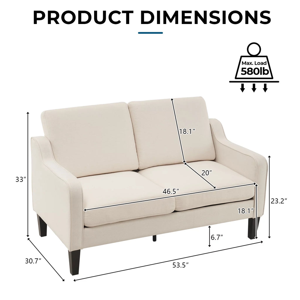 Beige Mid-century Modern Loveseat Y9896