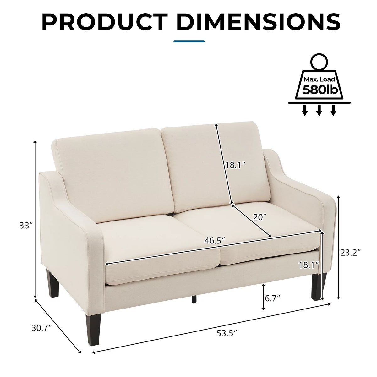 Beige Mid-century Modern Loveseat Y9896