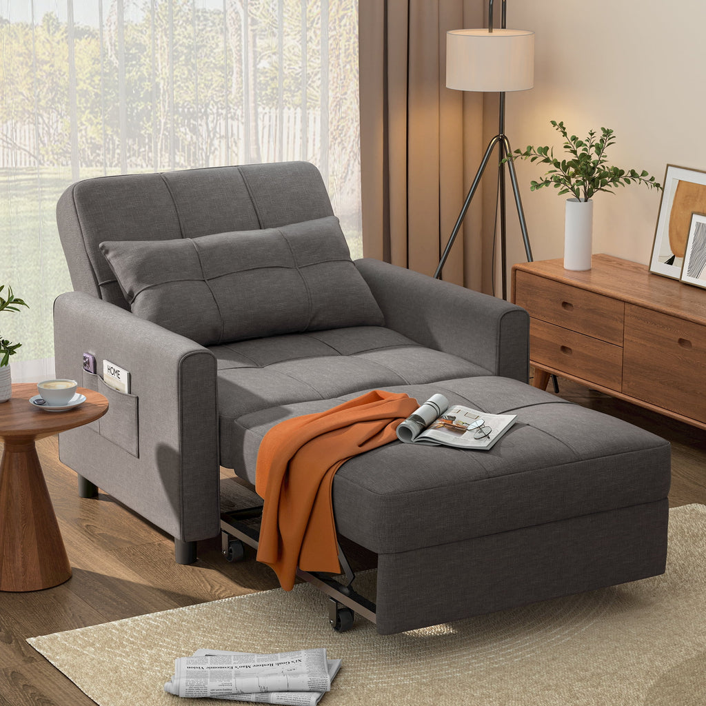 Grey 3 in 1 Convertible Sofa Bed Chair Z5536