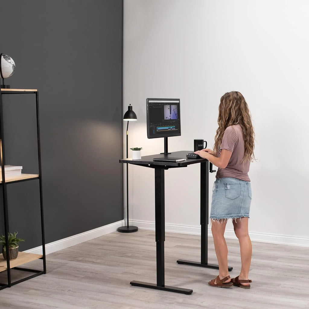 Dark Walnut 43 X 24 Inch Height Adjustable Standing Desk D7649