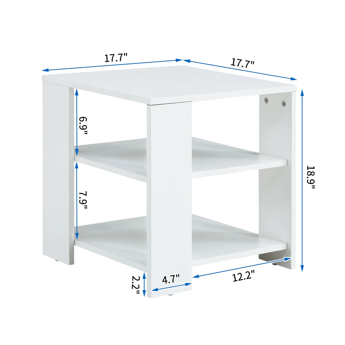 White 3 Tier Wood Square Nightstand S247