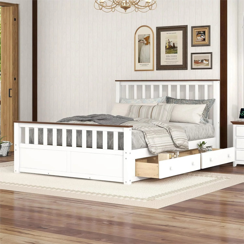 Queen Size Storage Platform Bed with 2 Drawers D772879