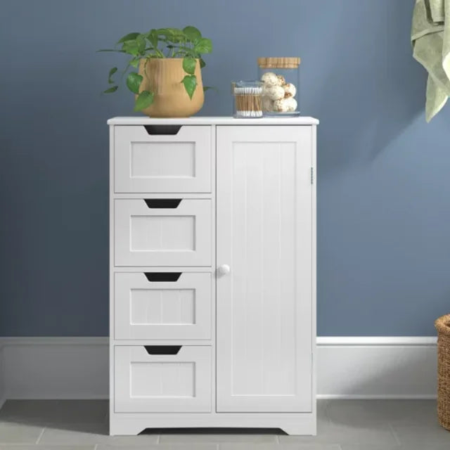 4 Drawer Wooden Bathroom Cabinet with Adjustable Shelf X33635