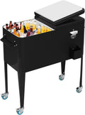 80 Quart Rolling Ice Cooler with Wheels and Bottle Opener Y204453