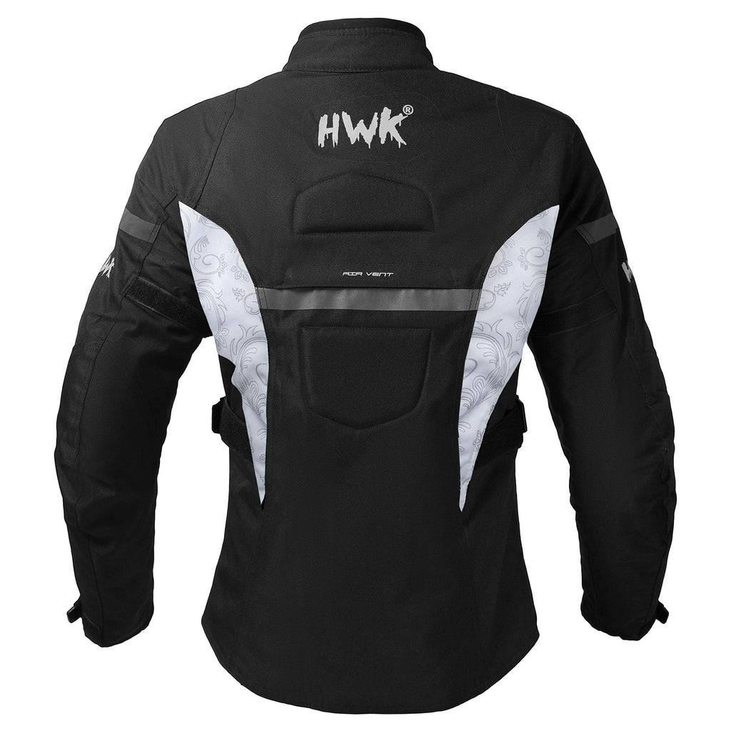 Water Resistant Textile Motorcycle Jacket with CE Armor Black & White Large N731