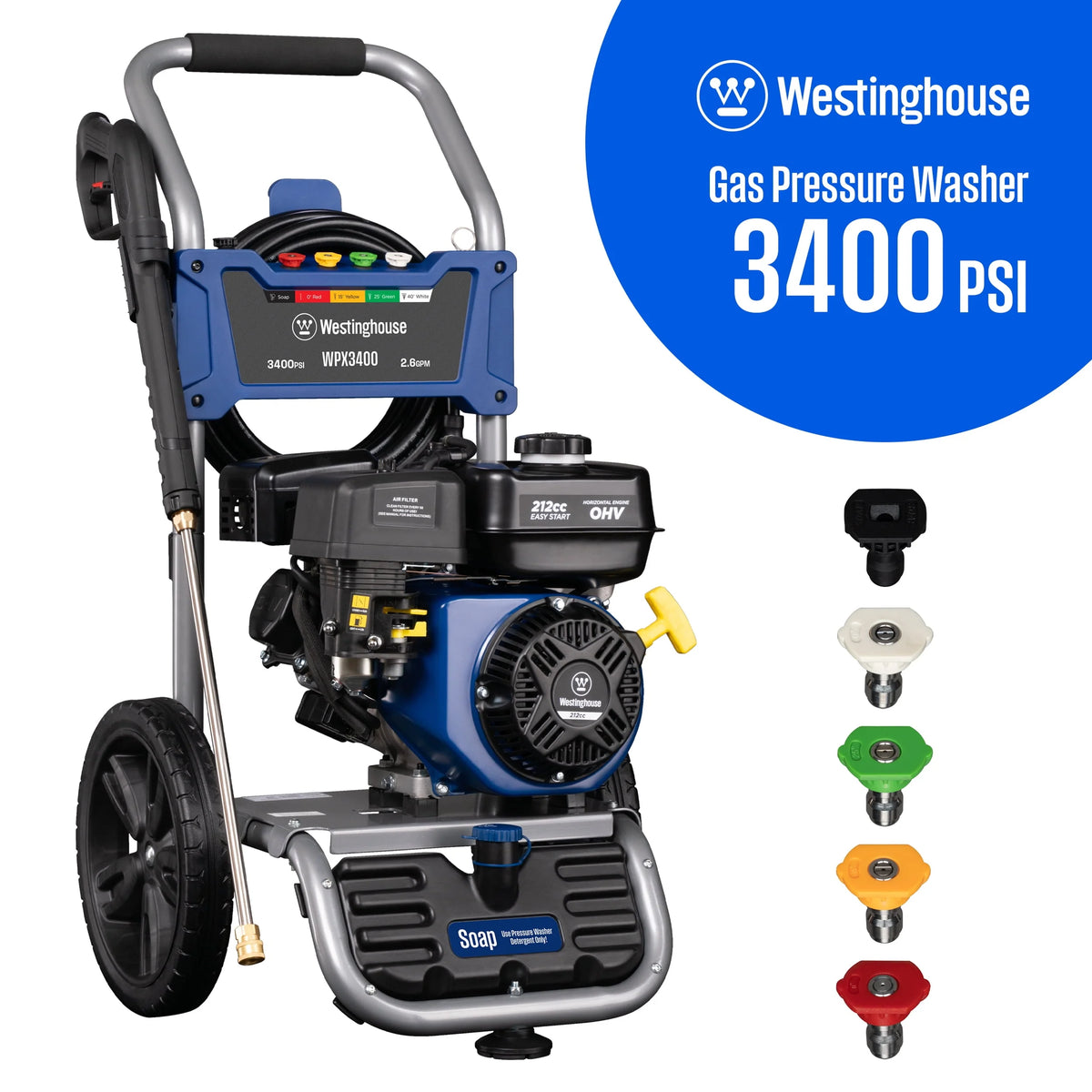 3200-PSI 2.5-GPM Gas Pressure Washer with 5 Nozzles Q2559