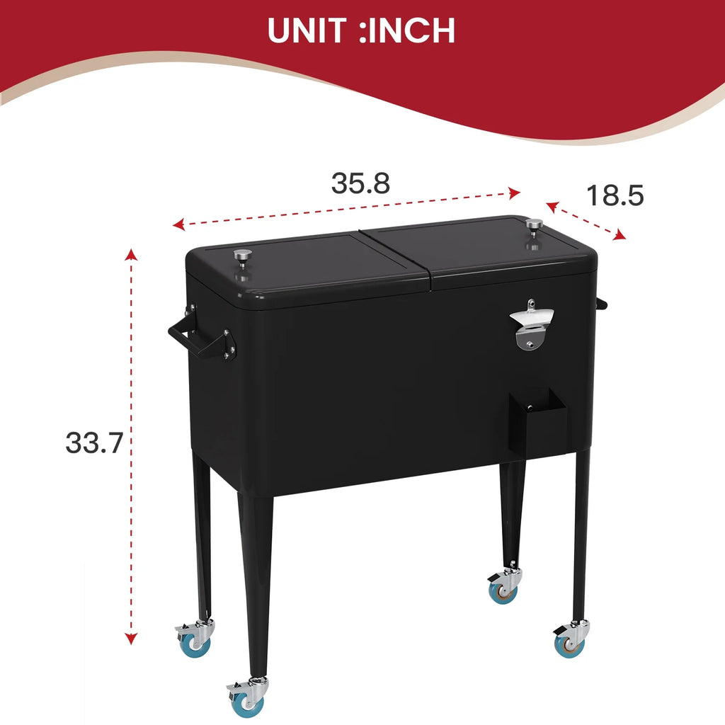 80 Quart Rolling Ice Cooler with Wheels and Bottle Opener Y204453