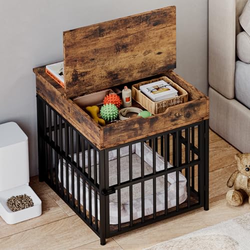 Wooden Dog Crate Furniture with Flip Top Drawer X348587
