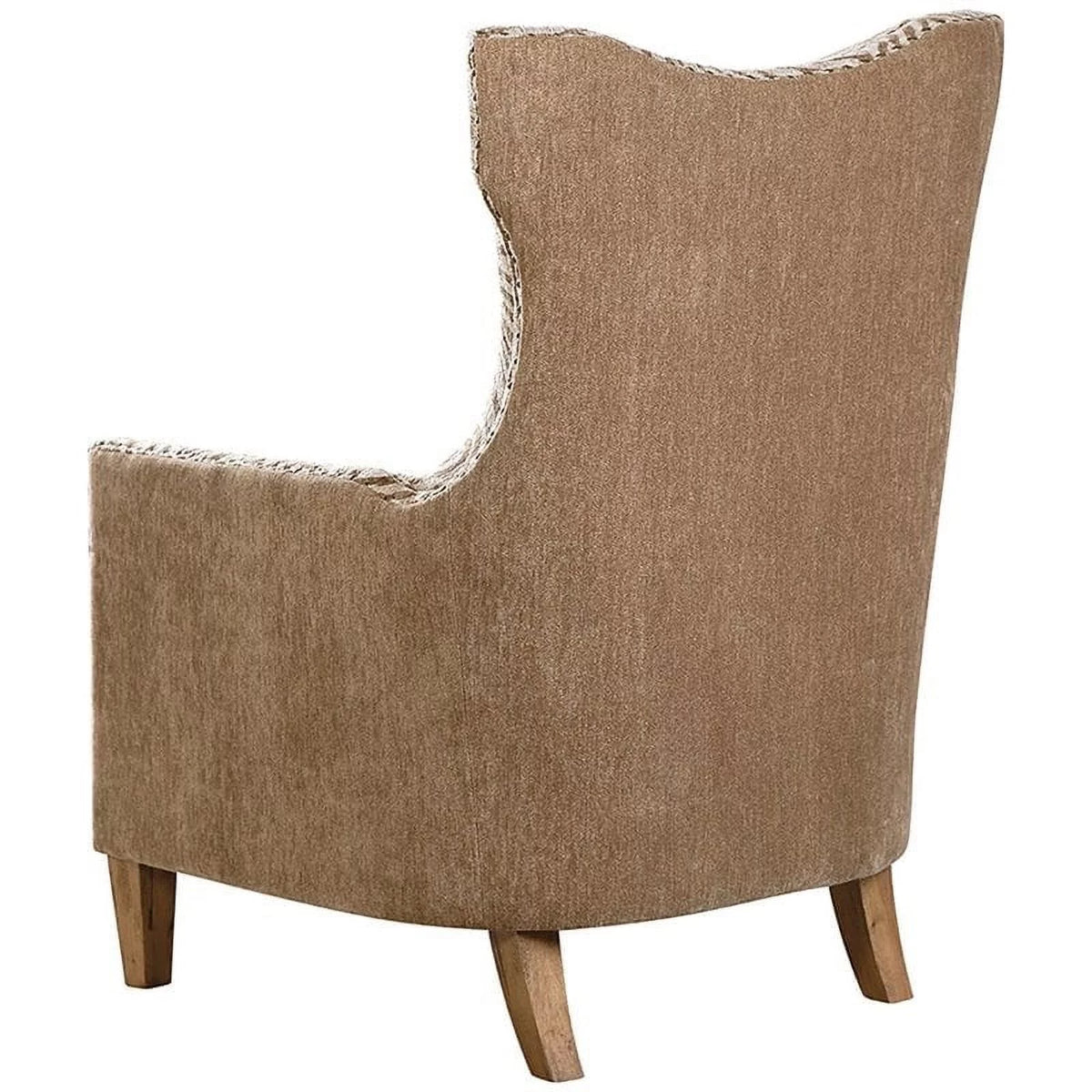 Brown Animal Pattern Fabric Wood Armchair I2770