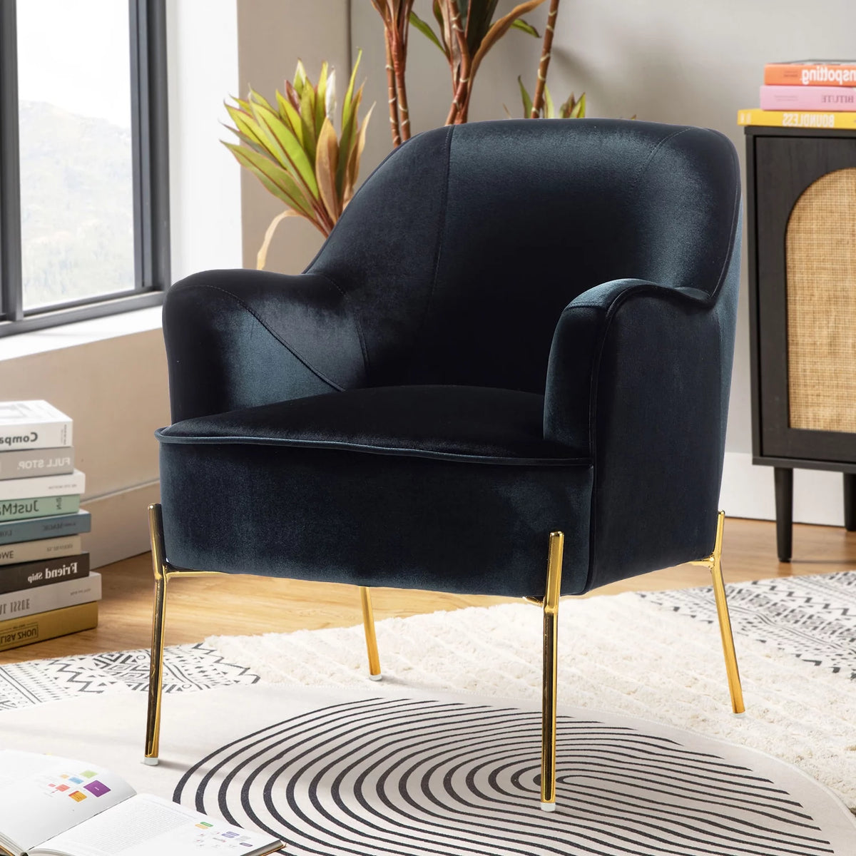 Pink Velvet Upholstered Accent Chair K78322
