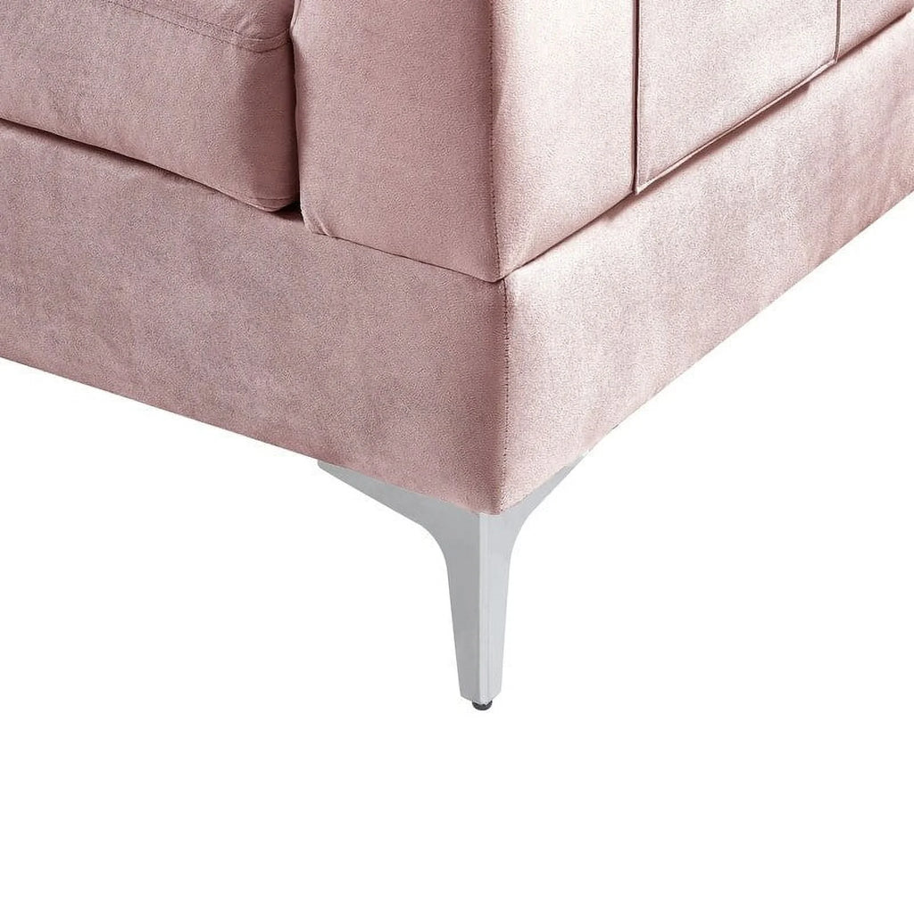 Pink Velvet Sectional Sofa Chaise A4105