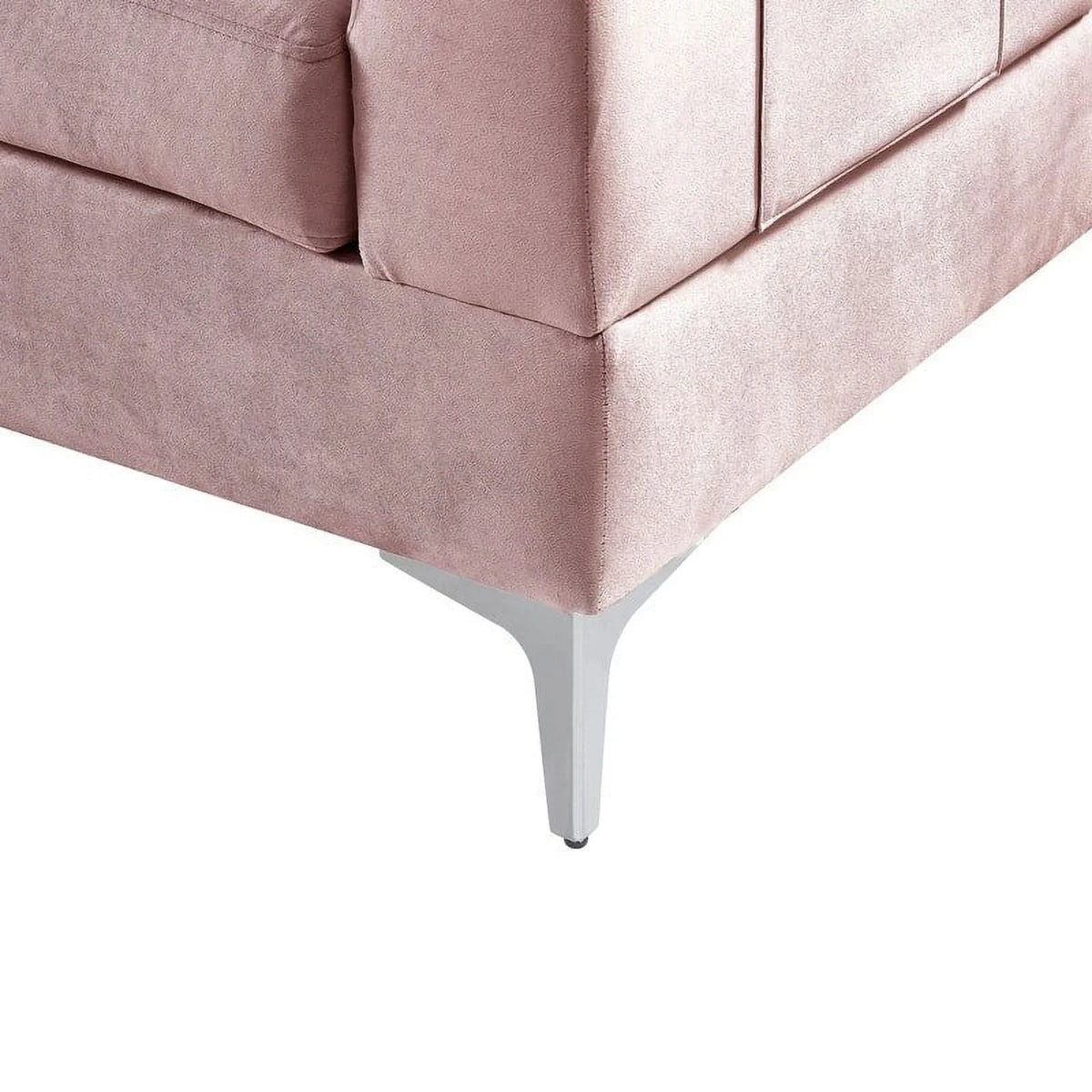 Pink Velvet Sectional Sofa Chaise A4105