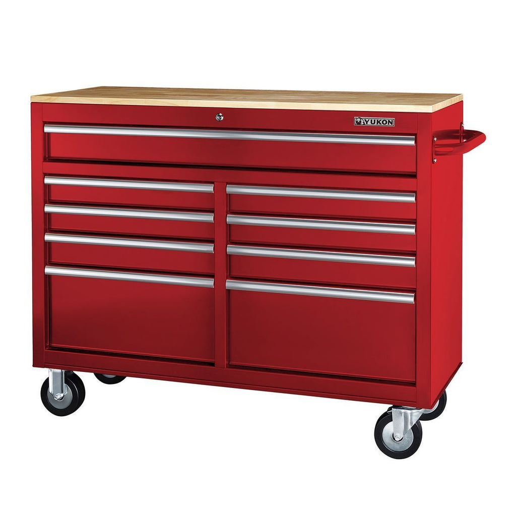 Black 9-Drawer Mobile Storage Cabinet with Solid Wood Top D2661