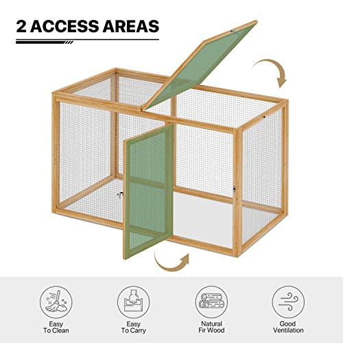 Wood Chicken Cage Rabbit Hutch with Openable Roof and Side Door, 45 x 24 x 28 inch A993