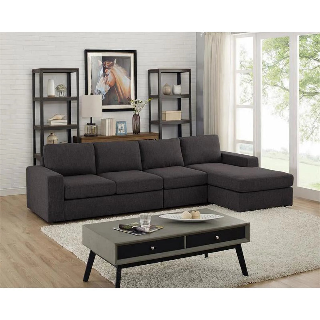 Gray Fabric 4-Seater Sectional Sofa with Reversible Chaise N37072
