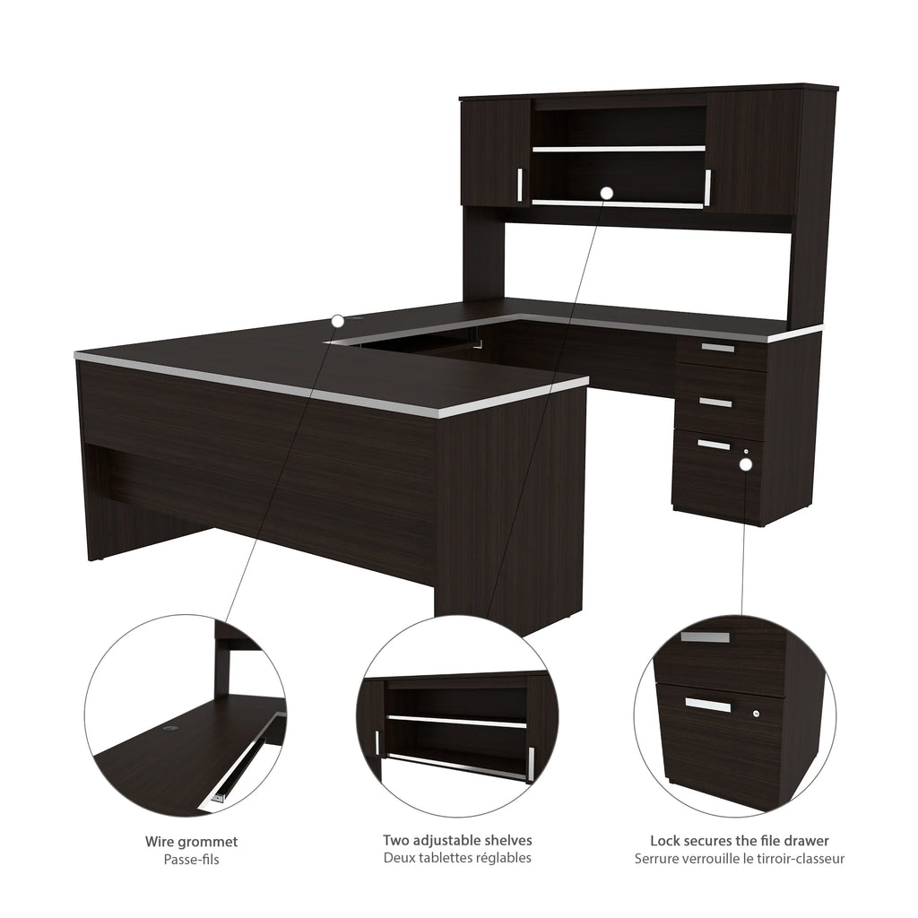 U-Shaped Desk with Pedestal and Hutch W5877