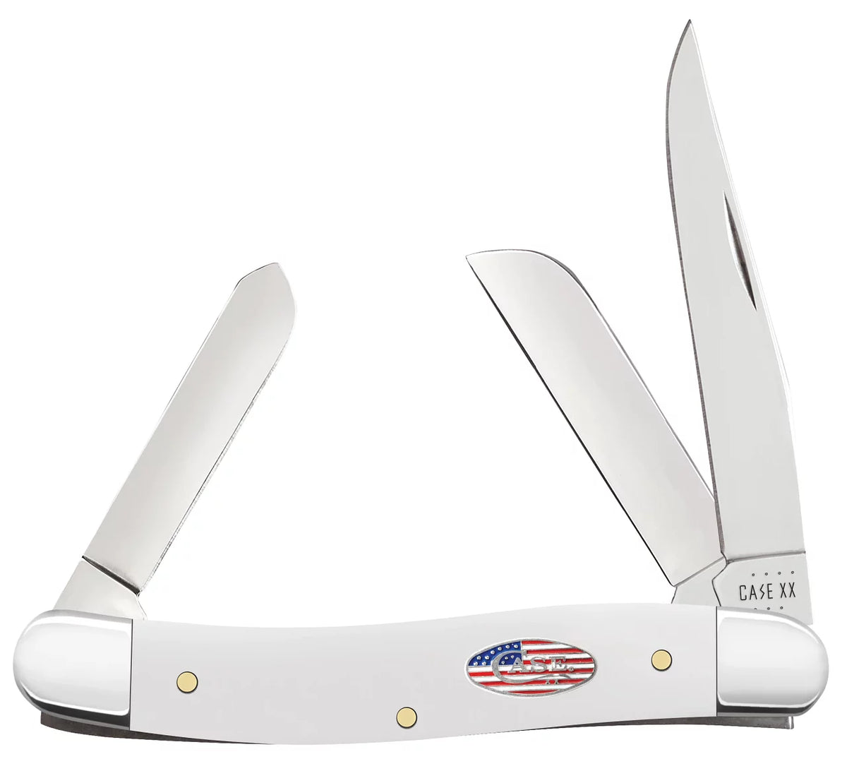 White Synthetic Medium Stockman Stainless Pocket Knife A171