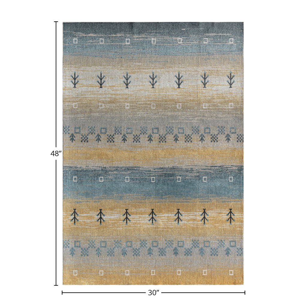 Yellow Tribal Bohemian Area Rug 2'6" x 4' O8006