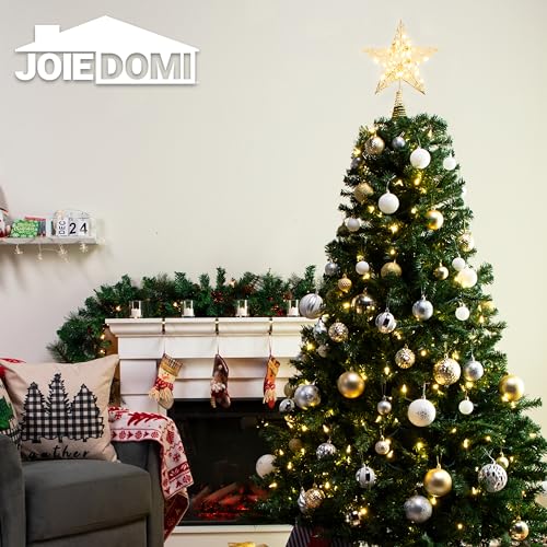 8 inch Gold Glitter Star Tree Topper Metal Lighted with 20 LED Lights W3581