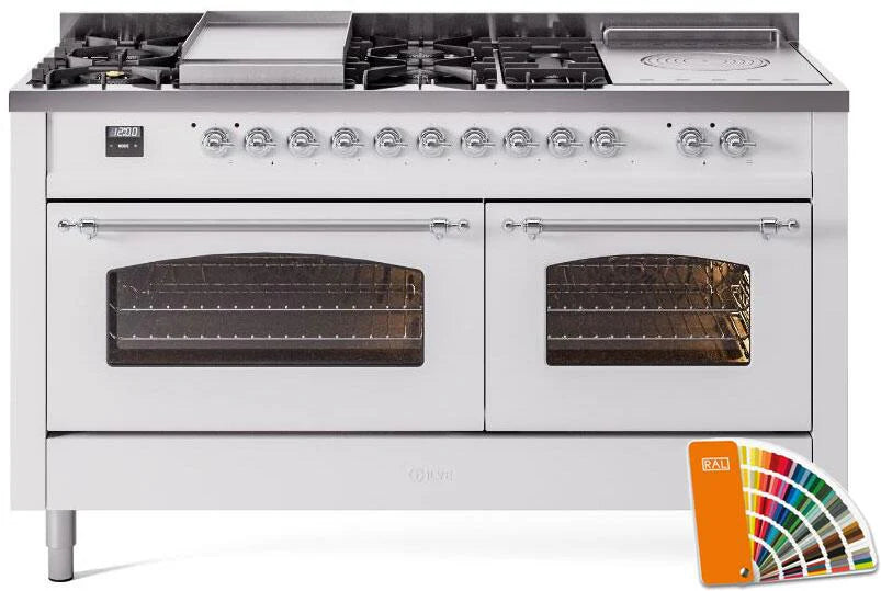 60 Dual Fuel Natural Gas Range with Chrome Trim Y804