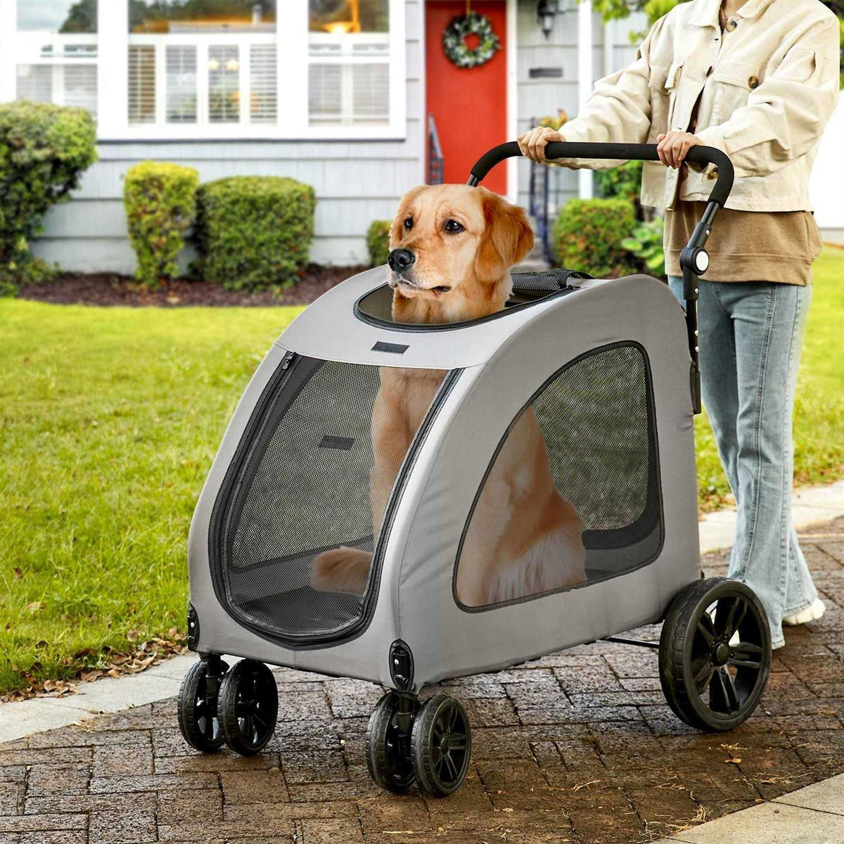 4 Wheels Pet Stroller with Brakes C53067