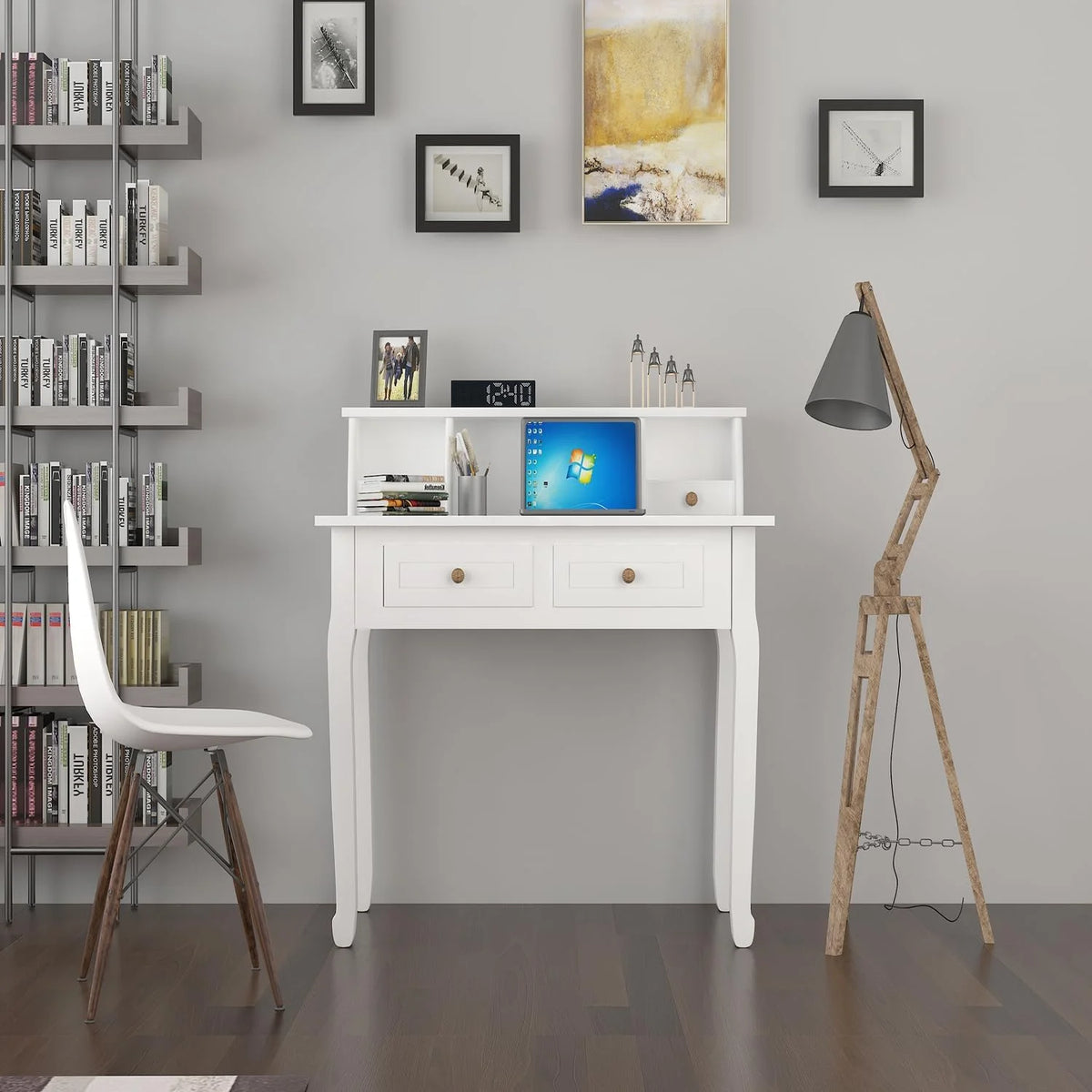White 32 Inch Writing Desk with Storage Drawers P37343