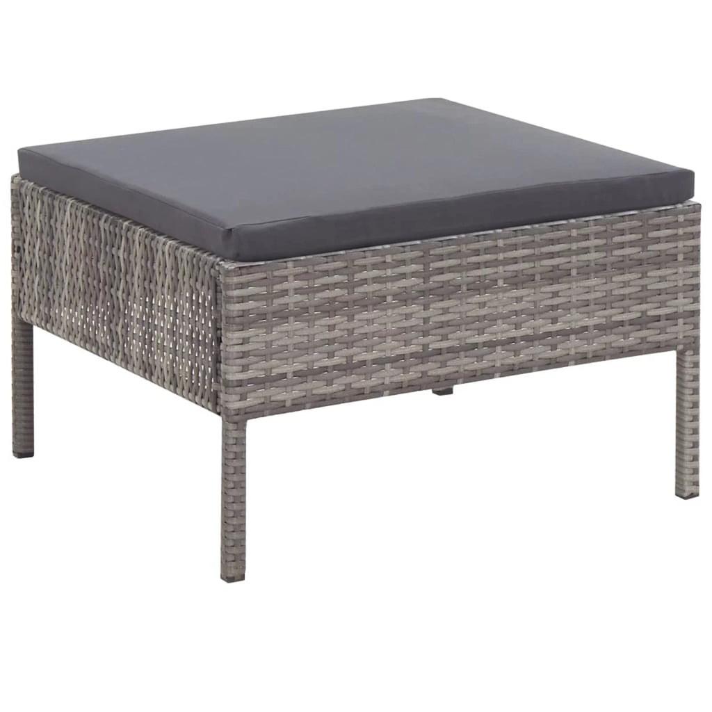 5 Piece Gray Poly Rattan Patio Sofa Set with Coffee Table T42599