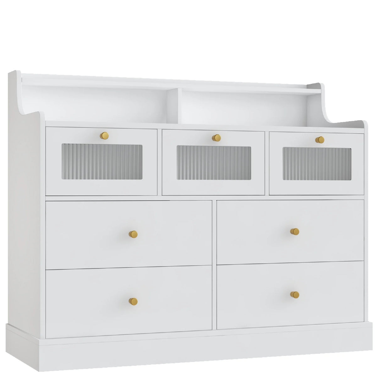 White 7 Drawer Glass Dresser P88622