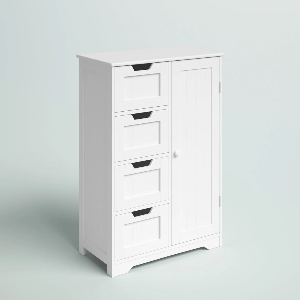 4 Drawer Wooden Bathroom Cabinet with Adjustable Shelf X33635