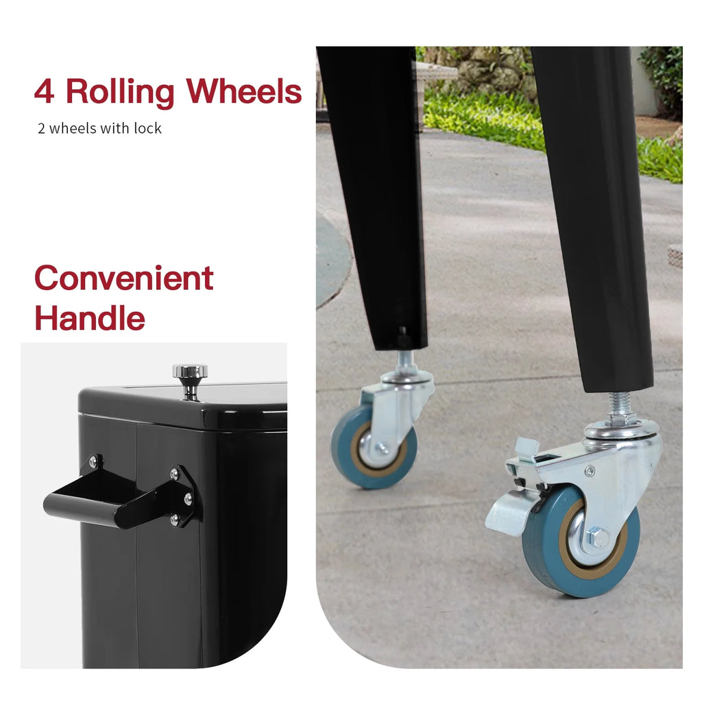 80 Quart Rolling Ice Cooler with Wheels and Bottle Opener Y204453