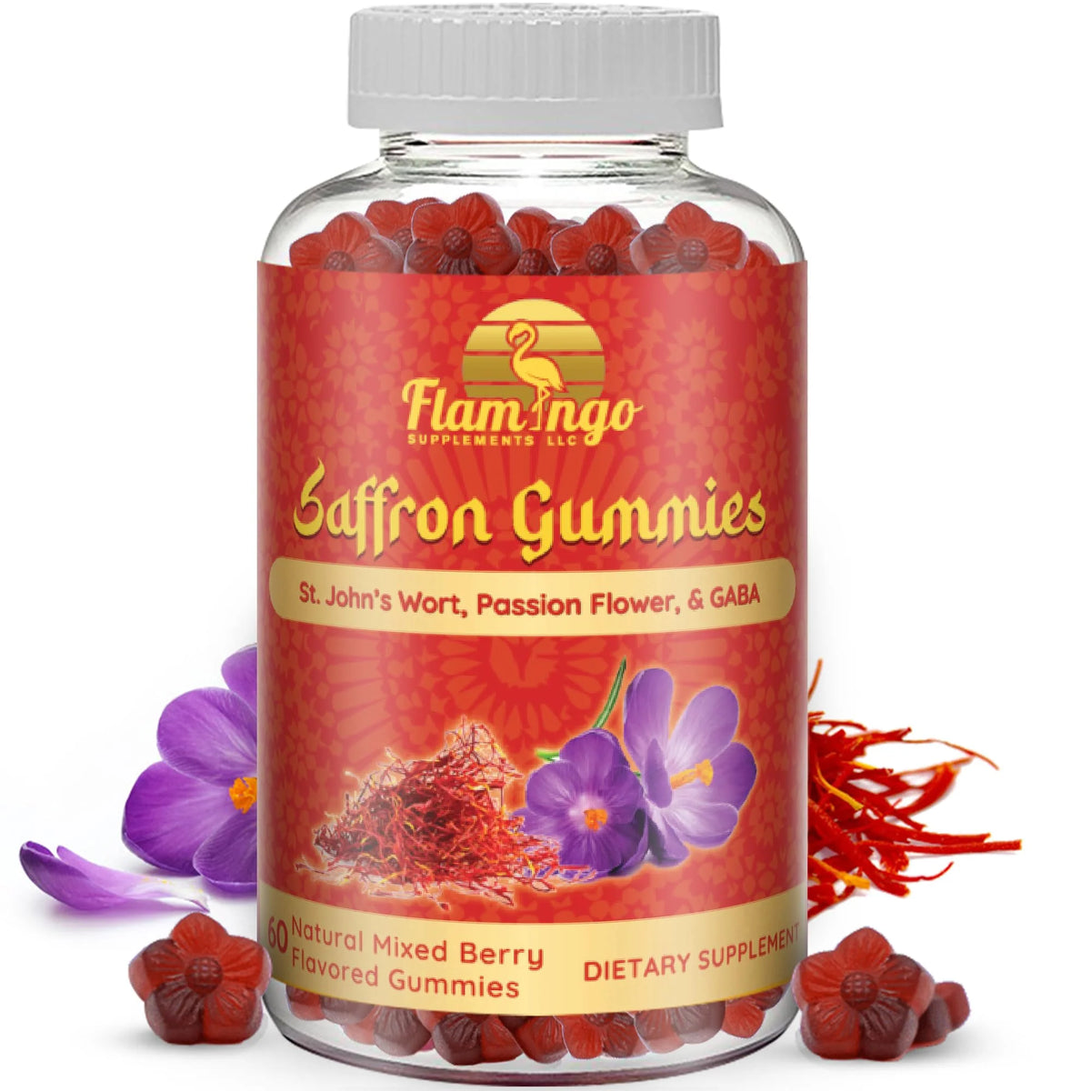 Sugar Free Saffron Extract Gummies 88mg with GABA 60 Count T789751