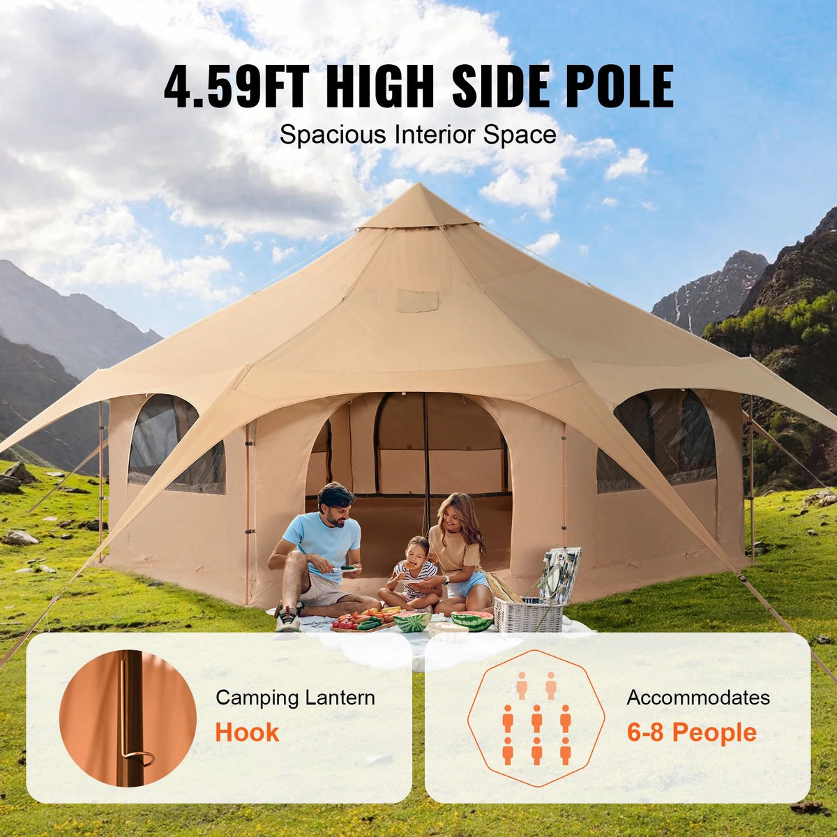 Canvas 4 Seasons Bell Tent with Stove Jack G648