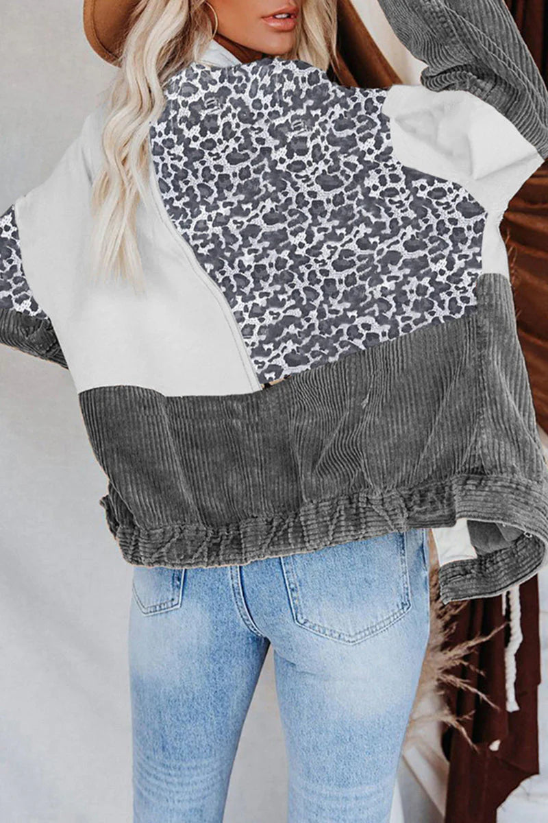 Camouflage Print Tassel Buckle Turndown Collar Outerwear O63537