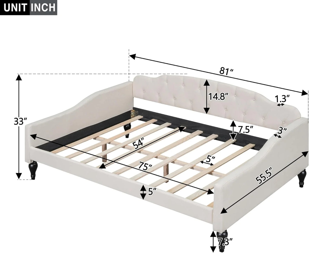 Beige Upholstered Full Size Daybed Frame O34173