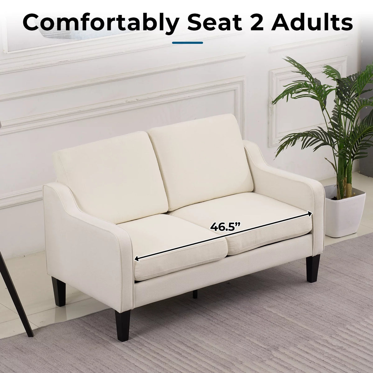 Beige Mid-century Modern Loveseat Y9896