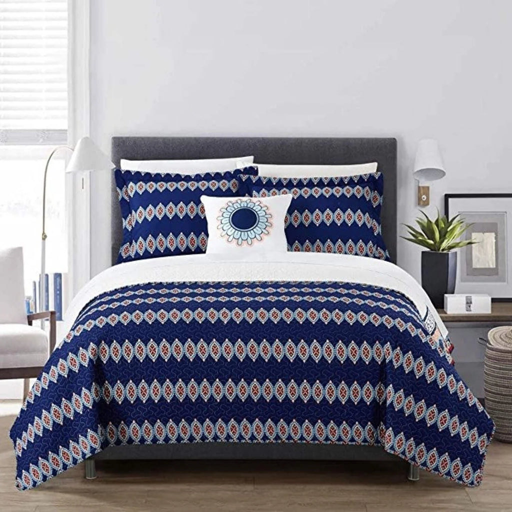 Queen Size 4 Piece Cotton Reversible Quilt Set P32381