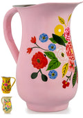 Hand-Painted Floral Stainless Steel Pink Water Pitcher E78158