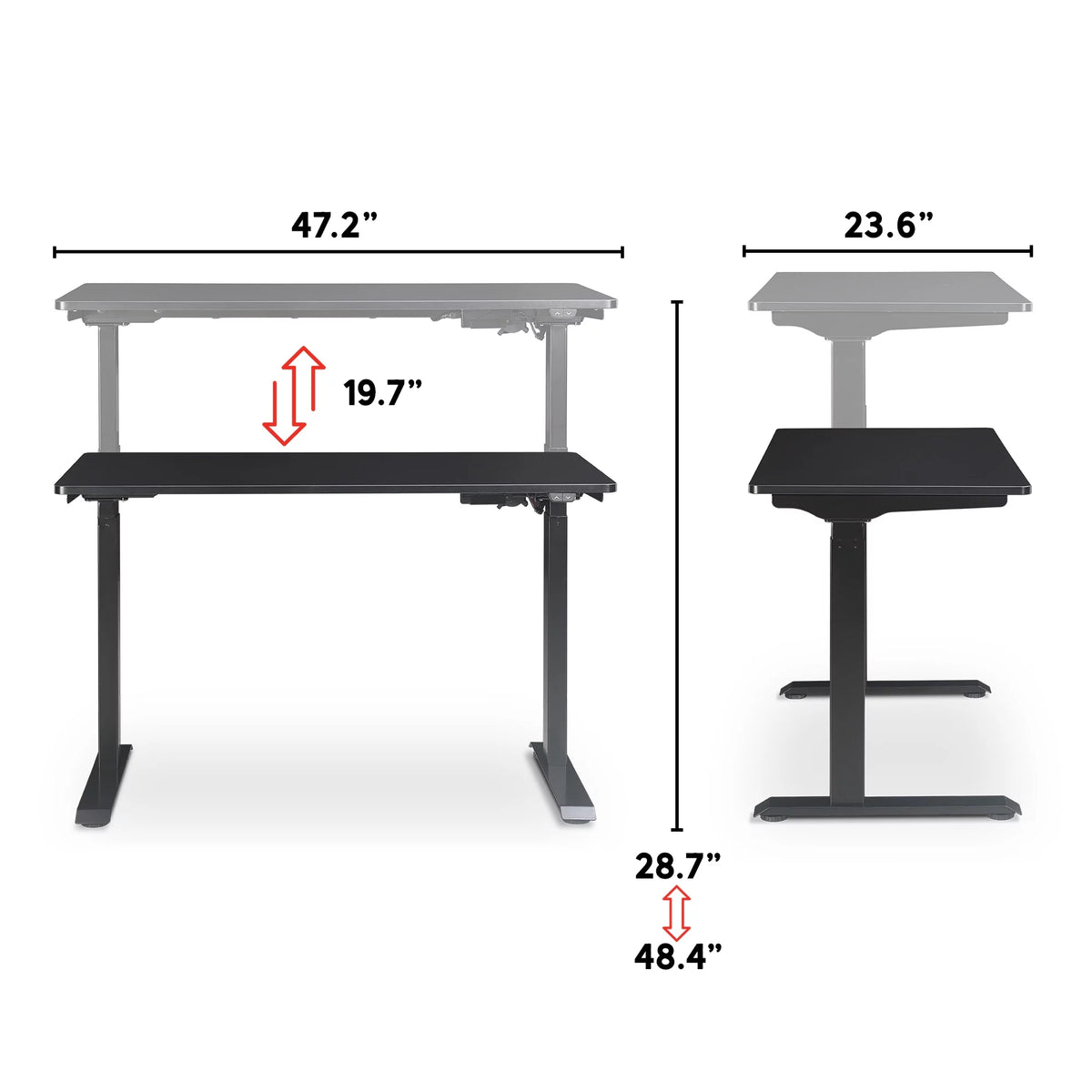 Black Height Adjustable Electric Standing Desk B15328