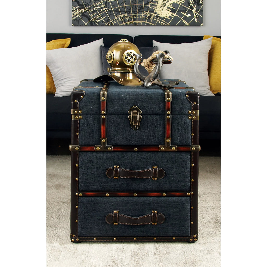 Brown Traditional Wood Storage Trunk Chest J8536