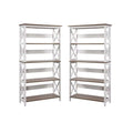 White 5 Tier Wood Bookcase Set of 2 C17327