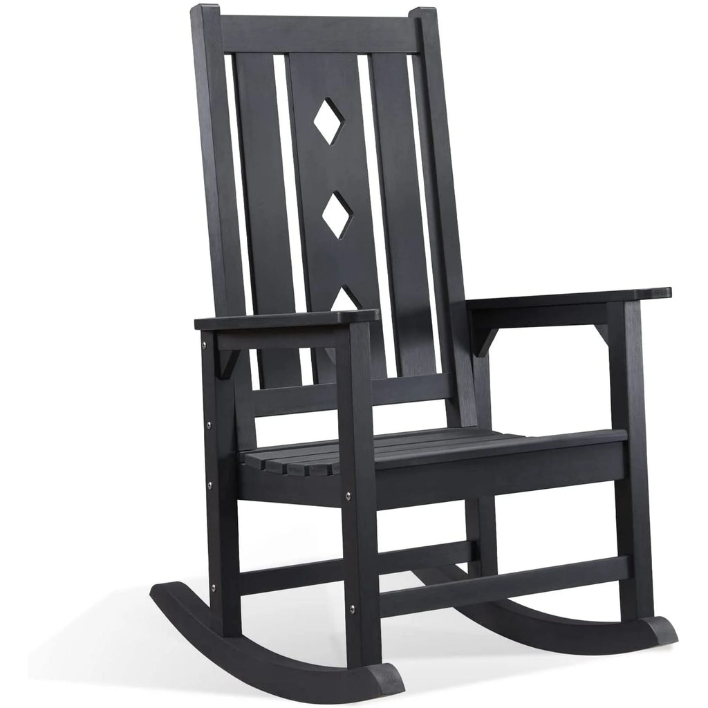 Oversized Weather Resistant Rocking Chair 350lbs Black X236