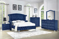 Blue Velvet 6Pc King Size Bedroom Furniture Set O97847