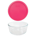 7-Cup Glass Food Storage Bowl with Pink Lid C7341