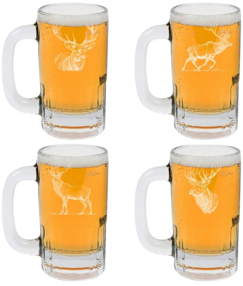 12oz Beer Mug Stein Glass Set of 4 D32665