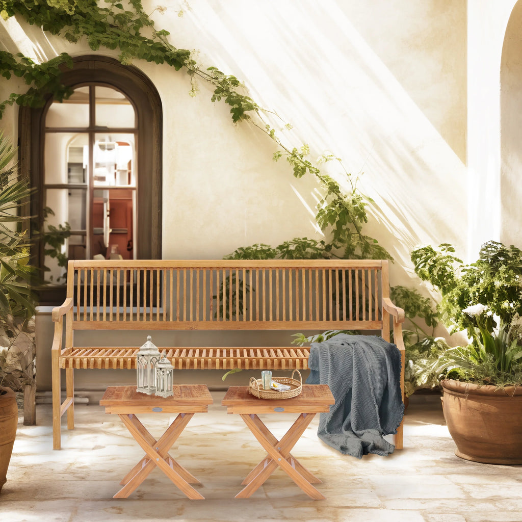 Teak Wood Outdoor Bench with Arms K628