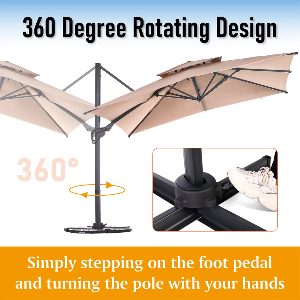 10ft Cantilever Offset Patio Umbrella with 360 Degree Rotation & Tilt & Cross Base R517
