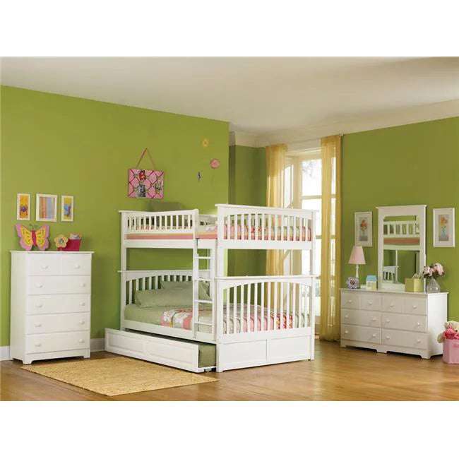 White Full Over Full Size Bunkbed with Drawers S847138