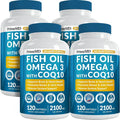 Omega 3 Fish Oil 2100mg with Vitamins D3 & K2 and CoQ10 120 Count Pack of 4 E4007